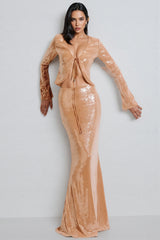 Jacksda Sequined Fishtail Maxi Dress Set