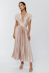 Tiya Sleeveless Pleated Maxi Dress-Pink