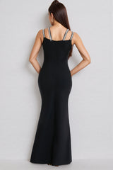 Bexua Black 3D Floral Maxi Dress