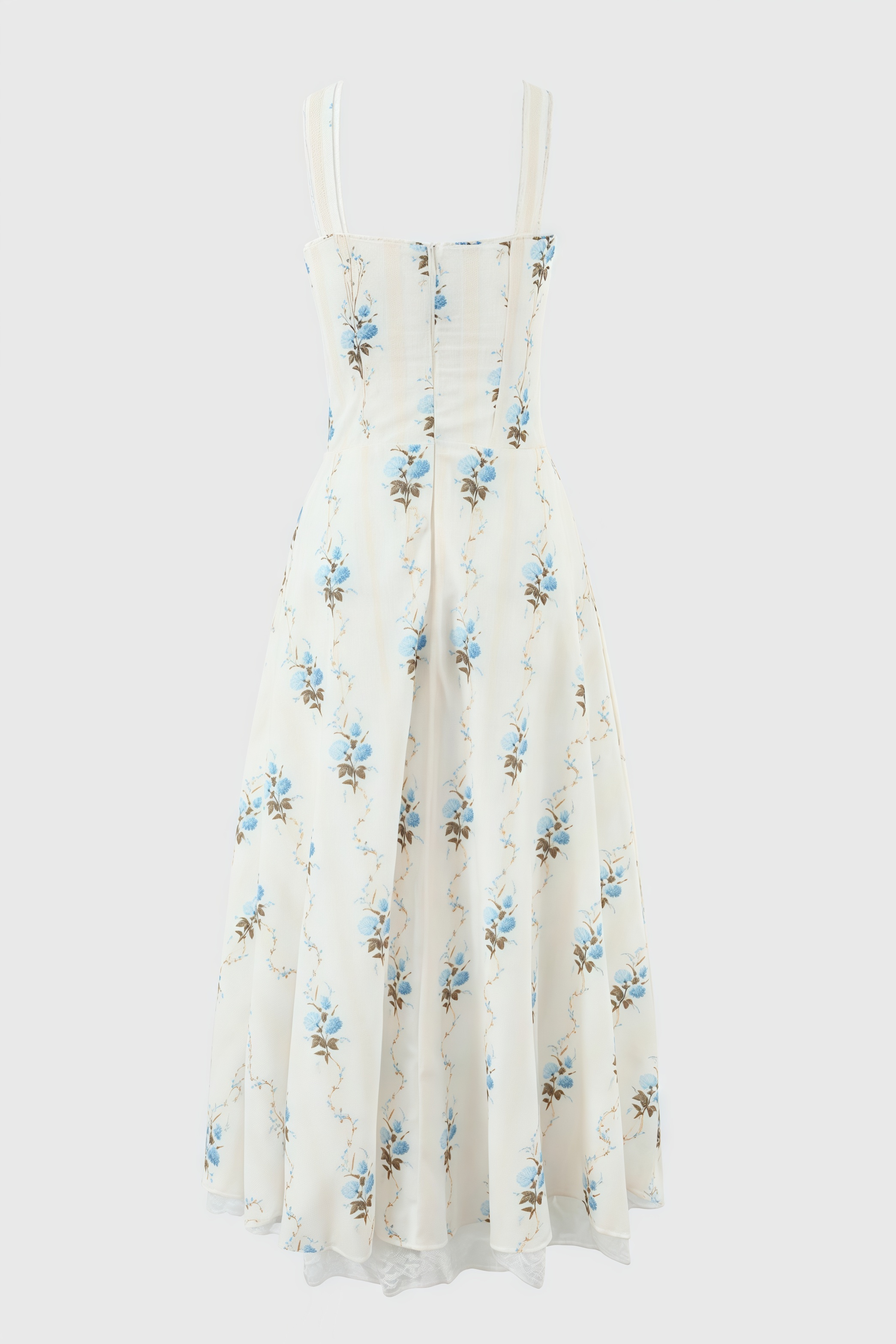 Ariaf Floral Print Cotton Corset Midi Dress