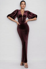 Ryla Burgundy Backless Maxi Dress