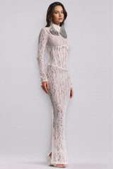 Davina White Lace Floral Maxi Dress
