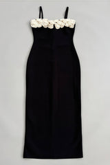 Zoratd Black Strapless Lace Bandage Midi Dress