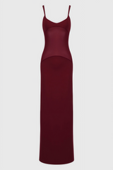Eirand Red Halter Mesh Maxi Dress