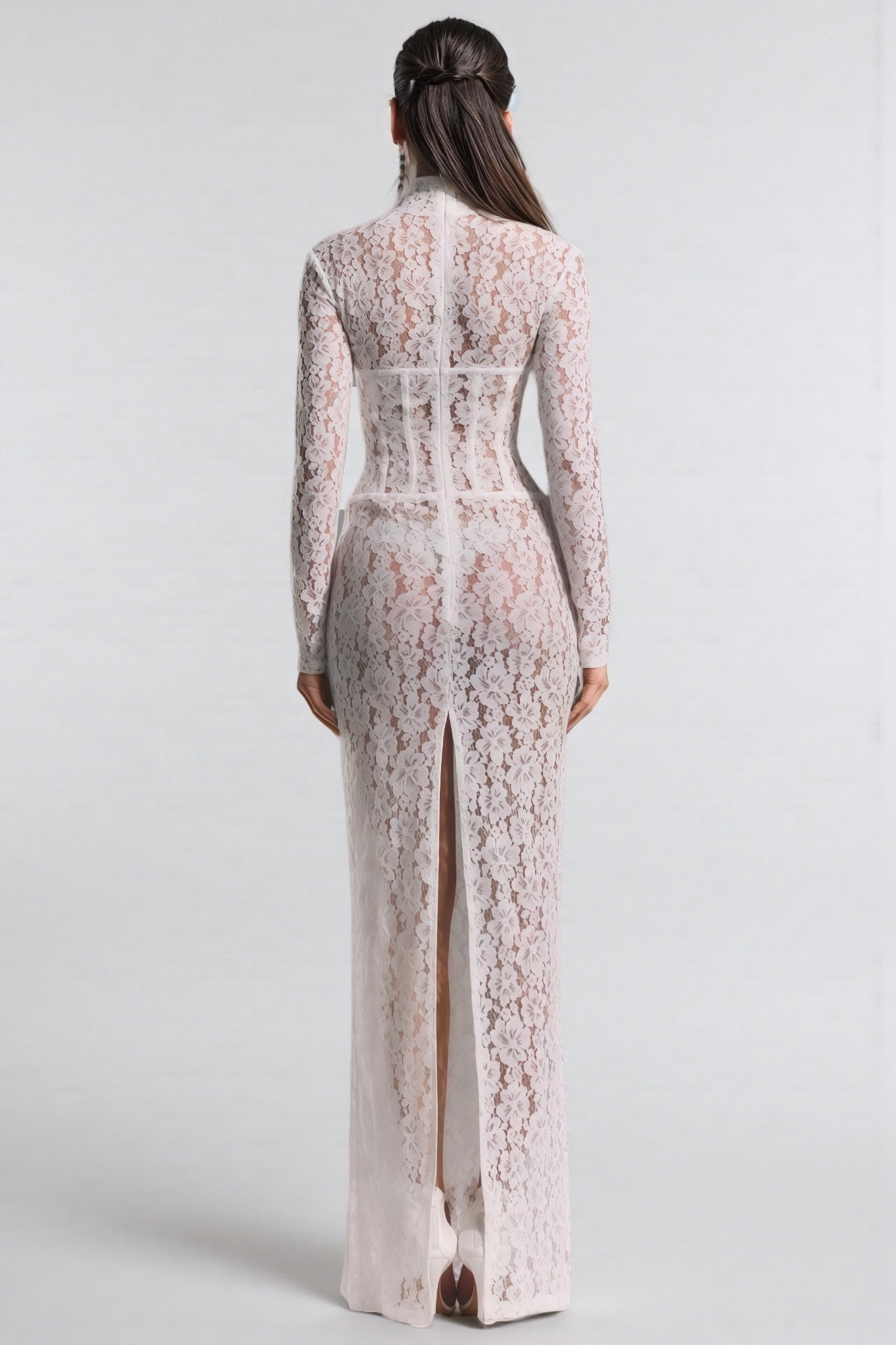 Davina White Lace Floral Maxi Dress