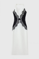 Kellan Crepe And Lace Open Back Maxi Dress