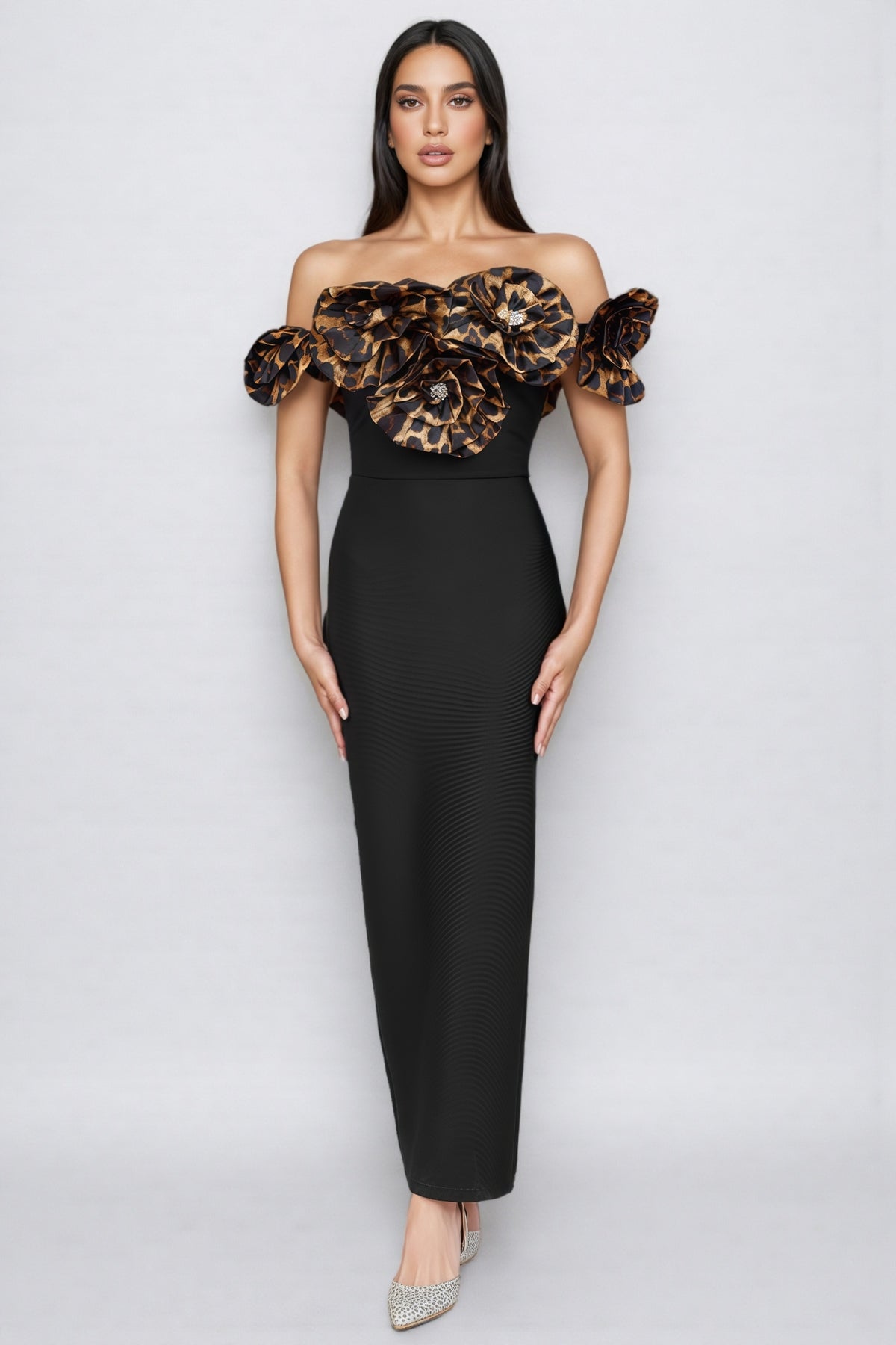 Donsa 3D Floral Bandage Maxi Dress