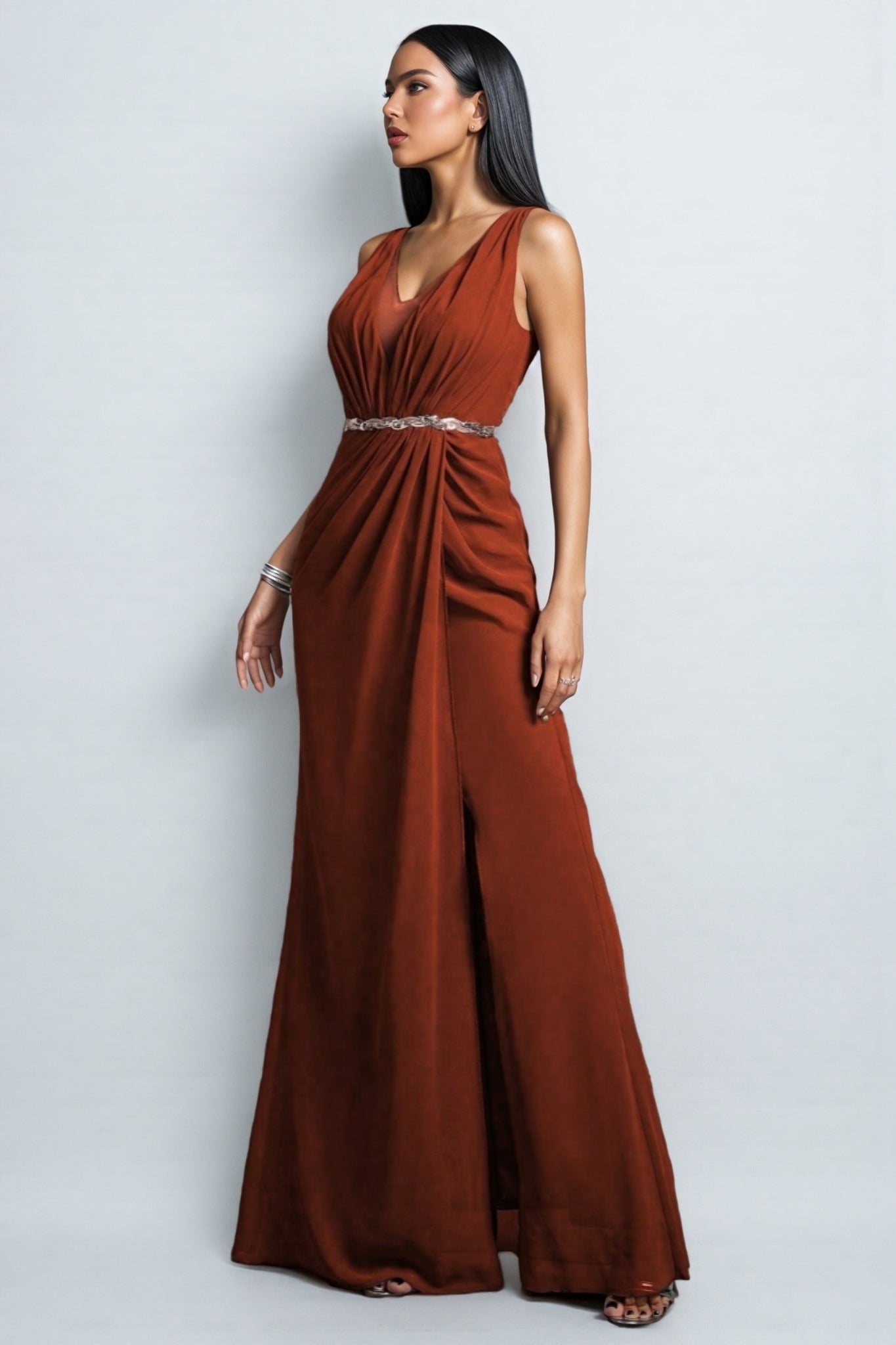Wani V-Neck Split Maxi Dress