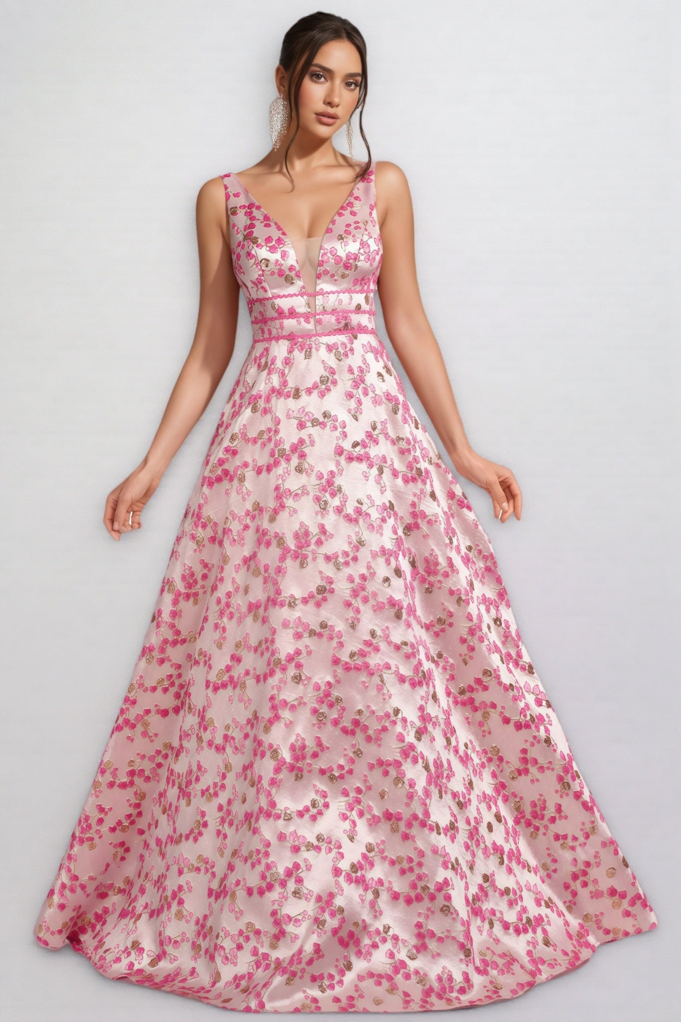 Felicia Printed Sleeveless Backless Maxi Dress