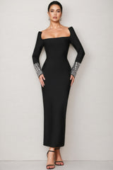 Log Square Diamond Square Neck Maxi Dress