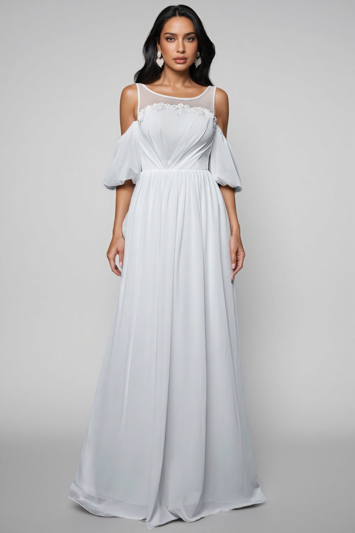 Calyxn White Short Sleeve Maxi Dress