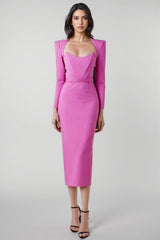 Thandiwe Square Neck Cowl Shoulder Maxi Dress-Rose