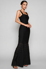 Quillx Black Strapless Fishtail Maxi Dress