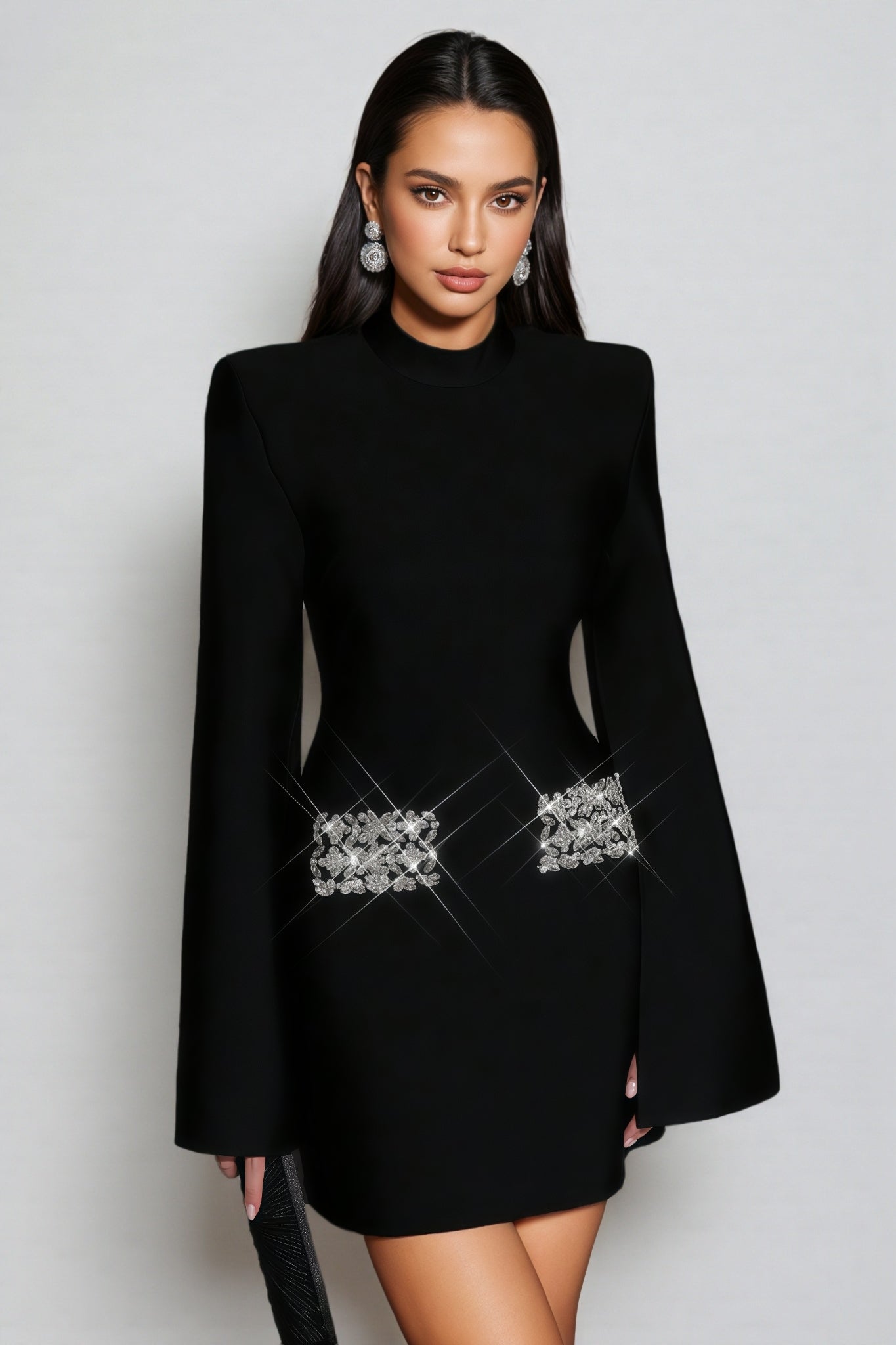 Selene Black Bandage Diamond Mini Dress