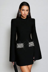Selene Black Bandage Diamond Mini Dress