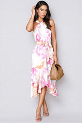 Maude Printed Split Tie Maxi Dress