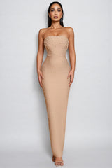 Sevyn Strapless Pearl Maxi Dress
