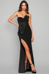 Quov 3D Floral Halter Maxi Dress