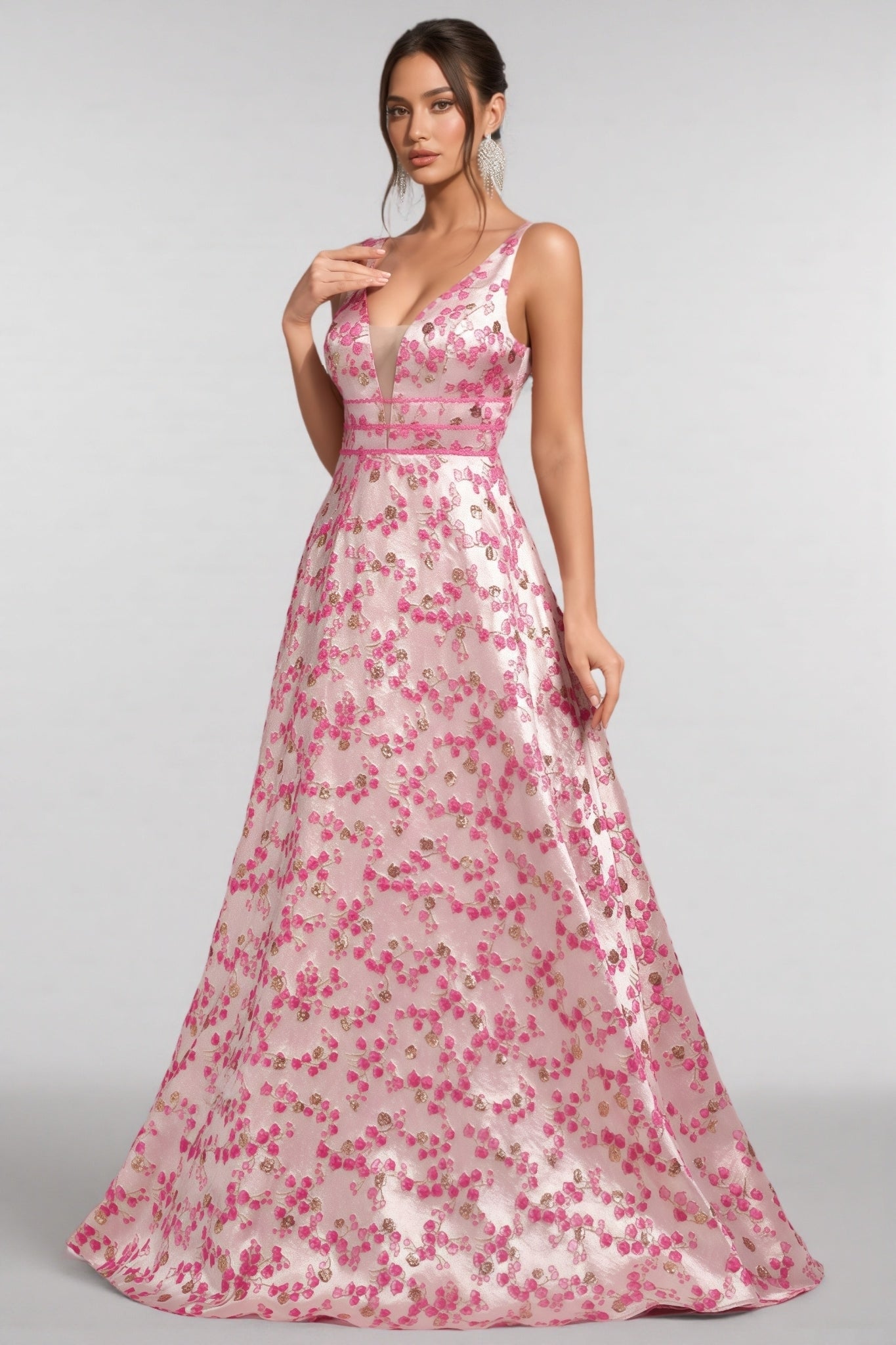 Felicia Printed Sleeveless Backless Maxi Dress