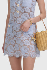 Emely Blue Sleeveless Lace Mini Dress