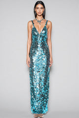 Ellis Sequin Deep V Strapless Maxi Dress
