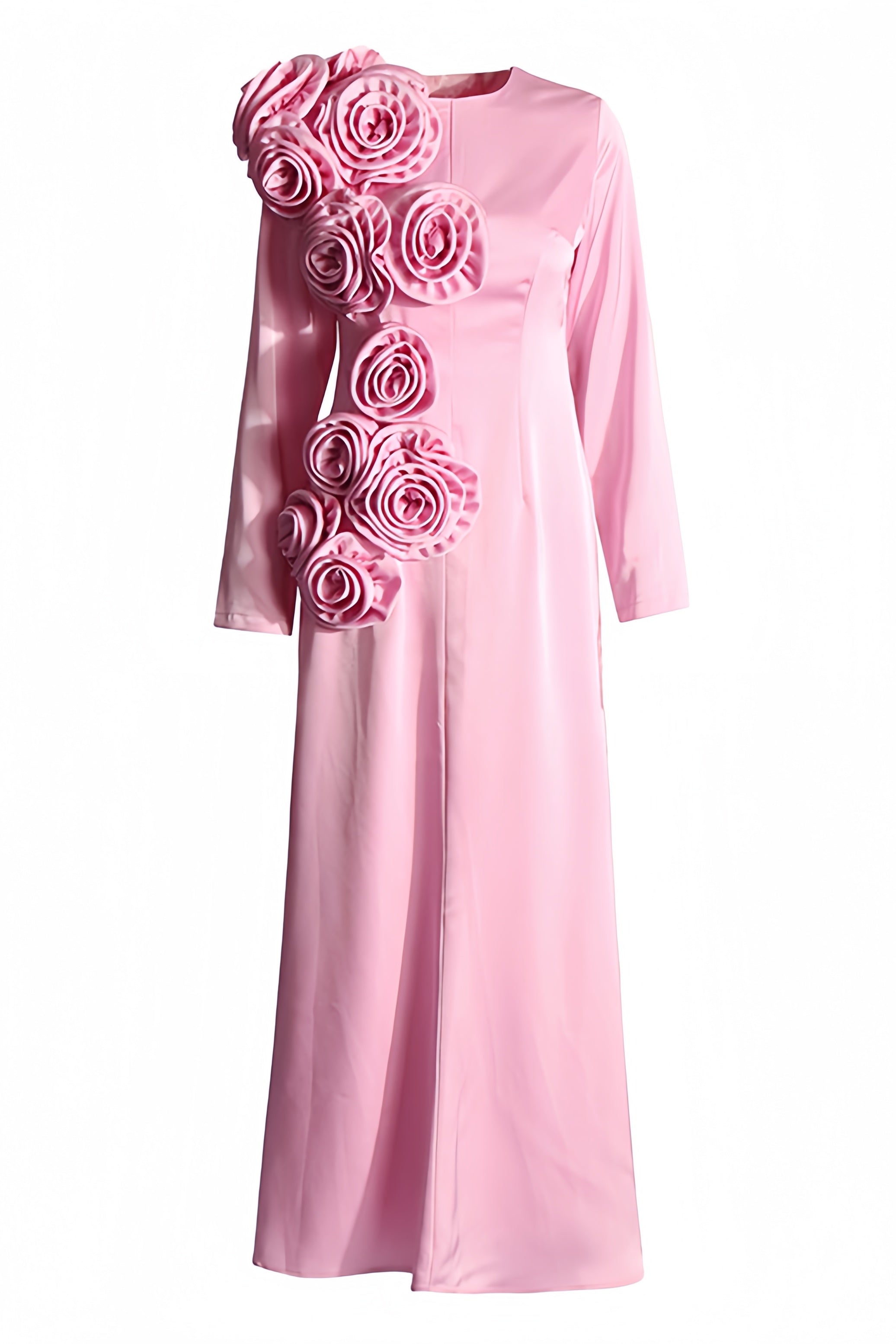 Samala 3D Floral Satin Maxi Dress