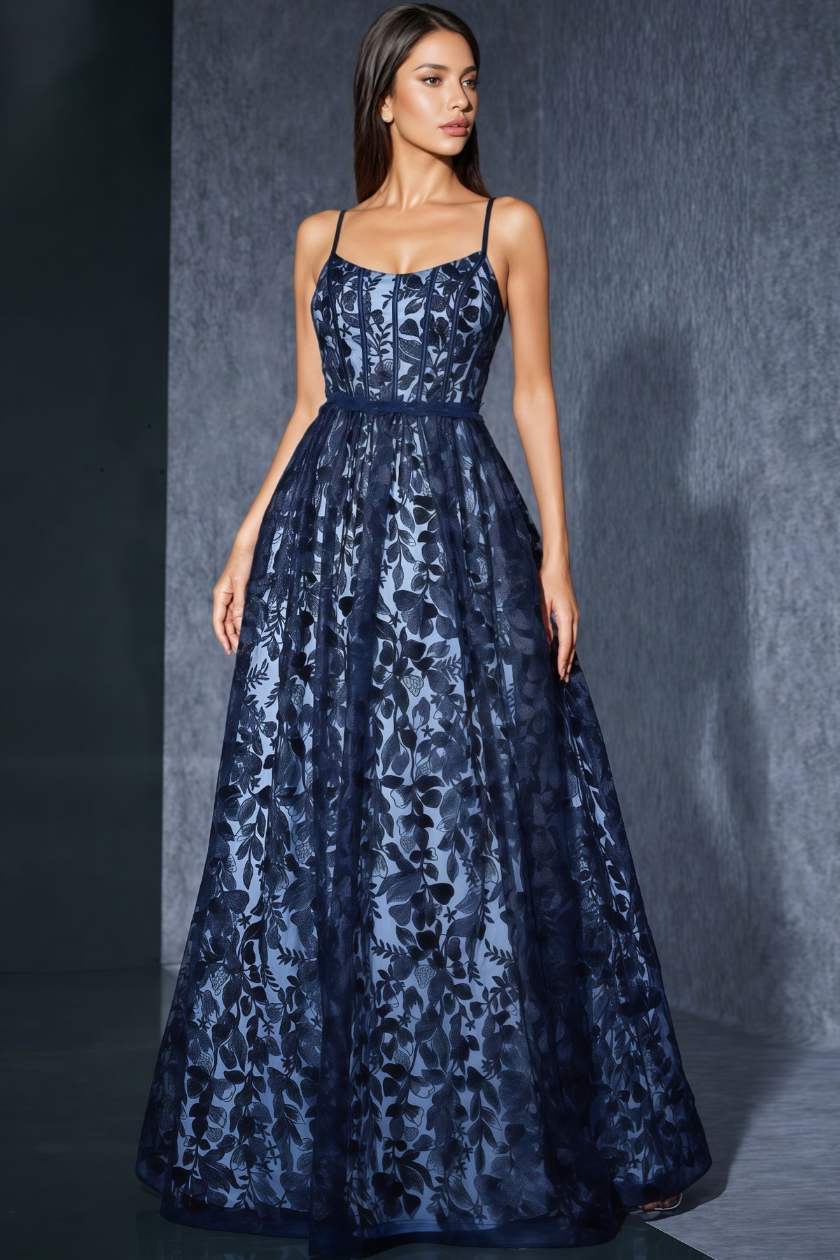Ari Blue Strapless Mesh Maxi Dress