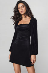 Yoland Long Sleeve Velvet Mini Dress