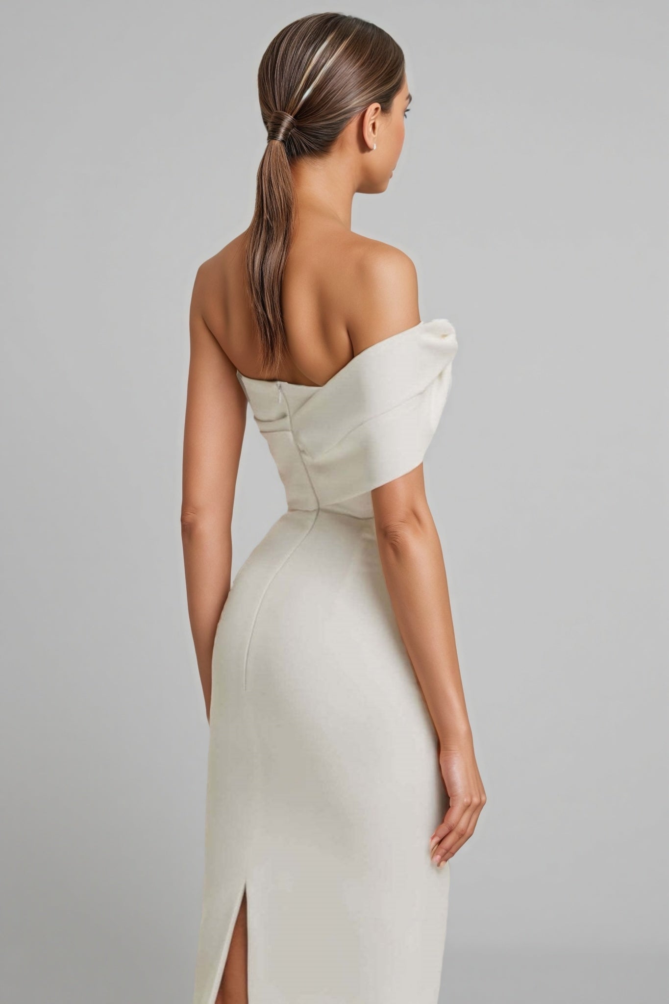 Alora Open Shoulder Bandage Midi Dress