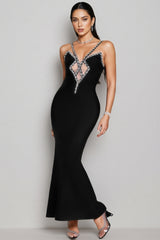 Etta V-Neck Studded Mesh Camisole Maxi Dress