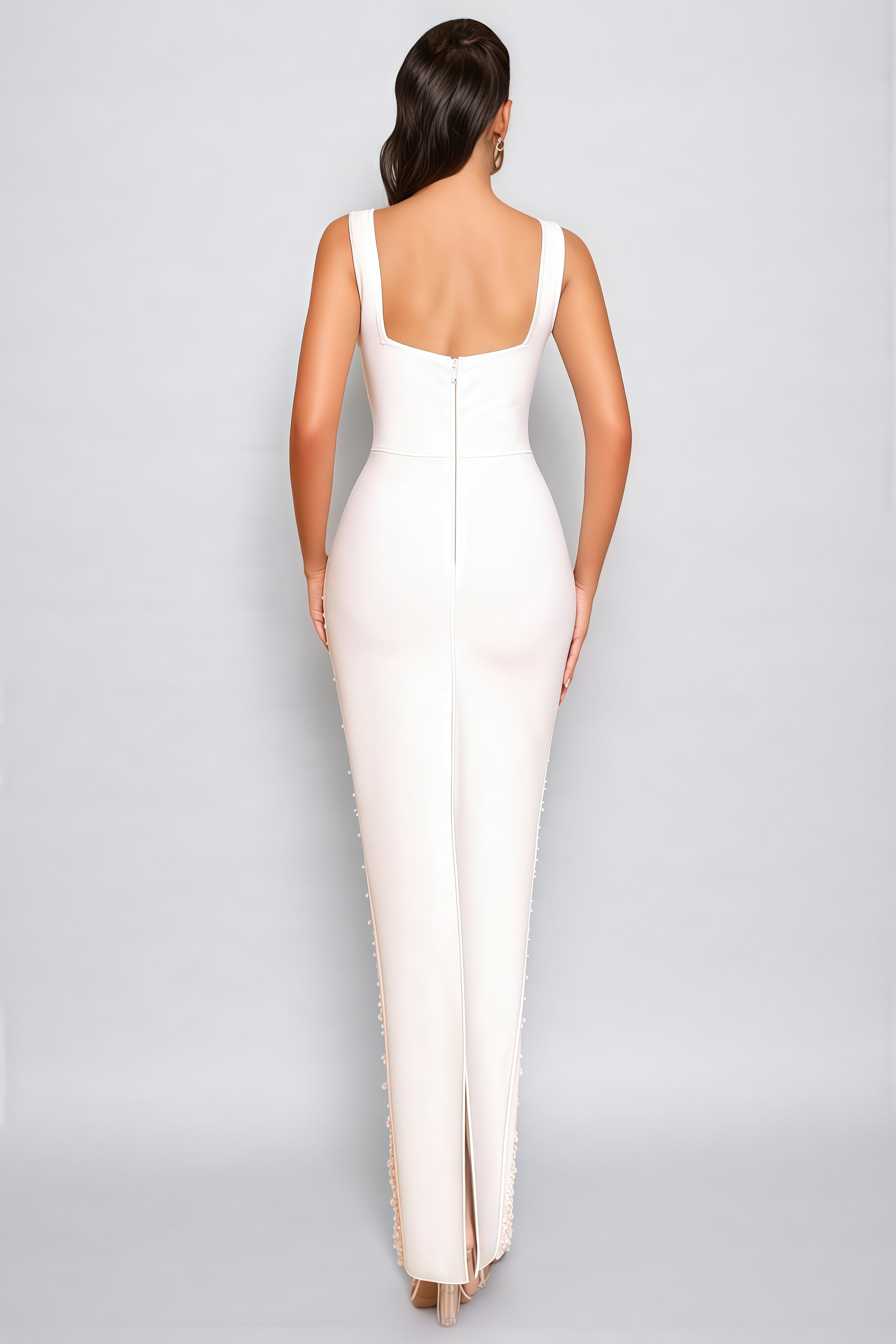 Maba White 3D Floral Maxi Dress