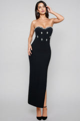 Quade Black Sheath Split Maxi Dress