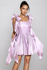 Valentina Purple Bow Mini Dress