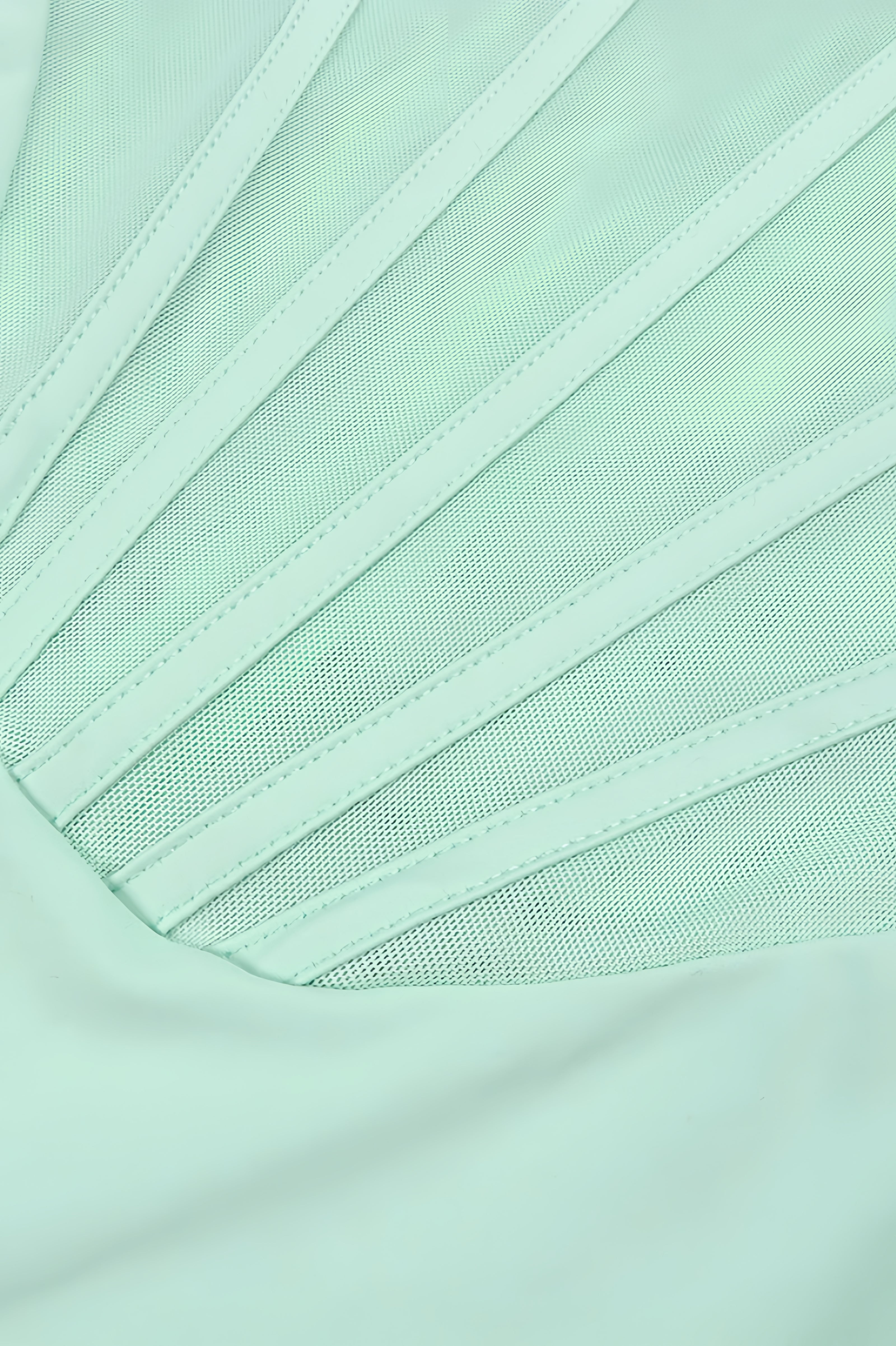 Gened Green Ribbon Sheer Chiffon Maxi Dress