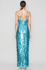 Ellis Sequin Deep V Strapless Maxi Dress