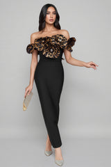 Donsa 3D Floral Bandage Maxi Dress
