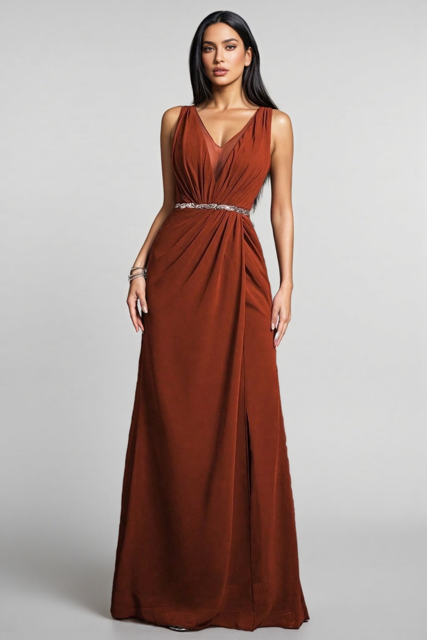 Wani V-Neck Split Maxi Dress