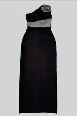 Evelda Sleeveless Rhinestone Floral Maxi Dress