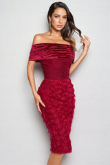Hale 3D Floral Wrap Midi Dress