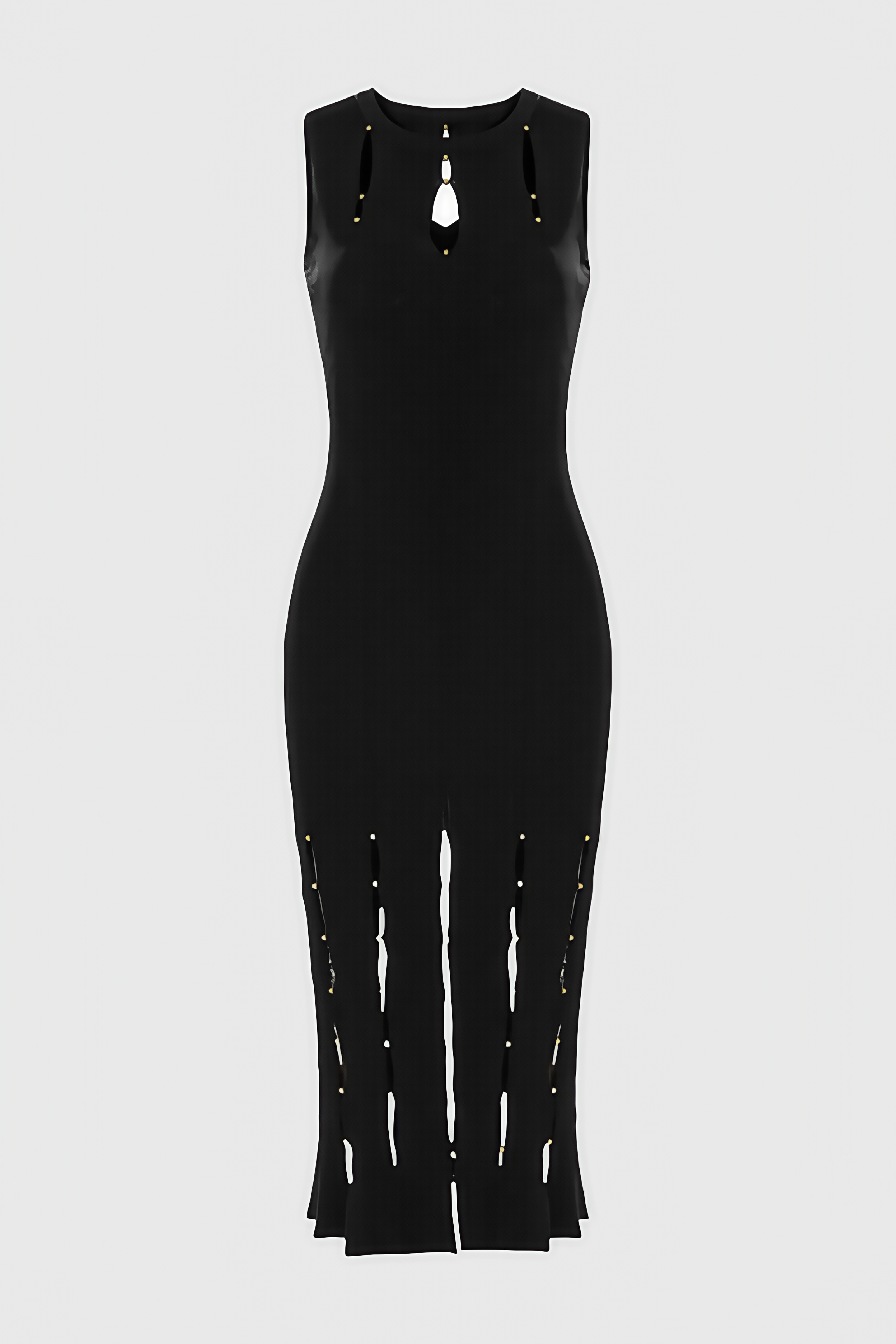 Breclk Beaded Openwork Sleeveless Midi Dress