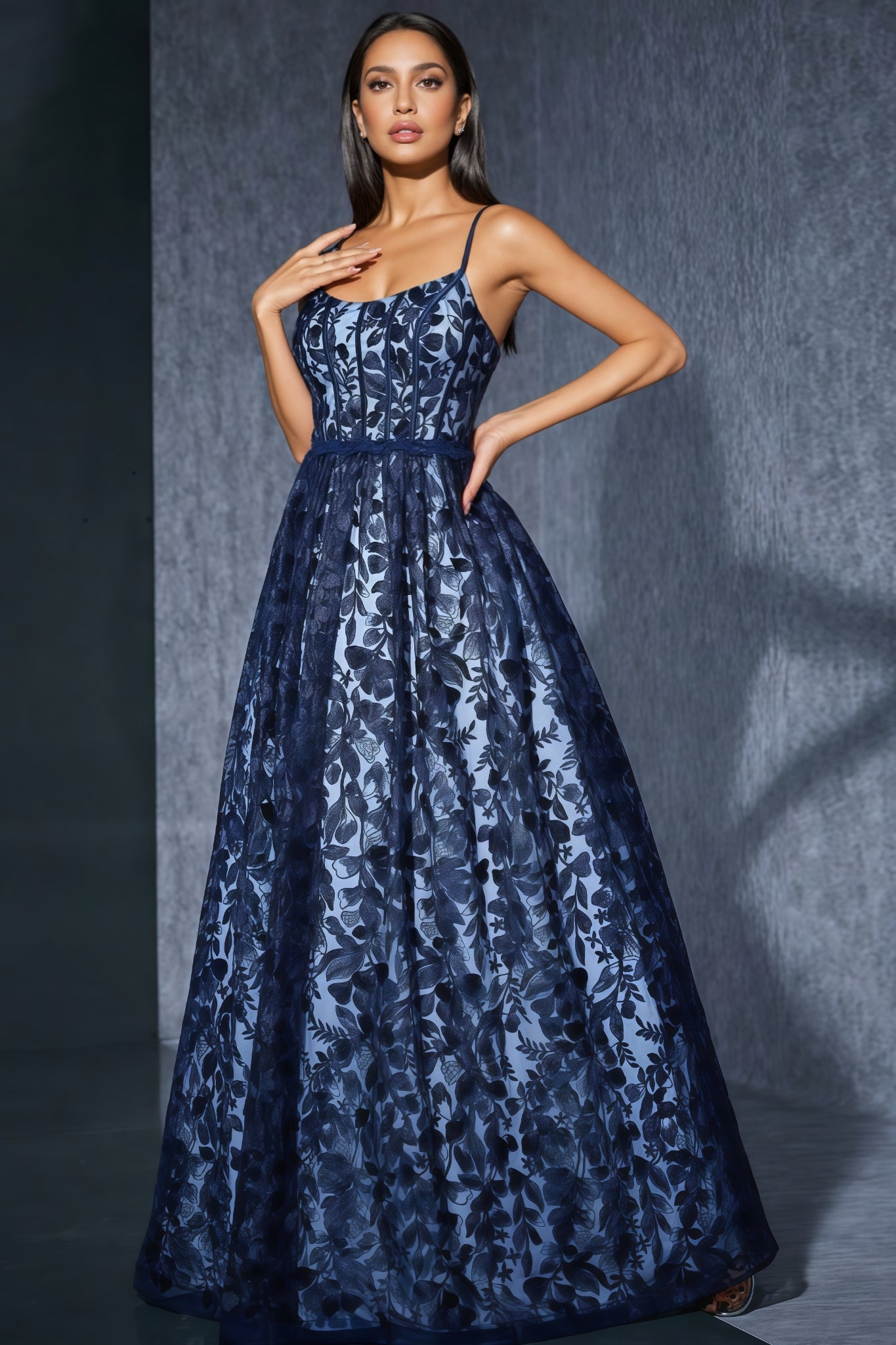Ari Blue Strapless Mesh Maxi Dress