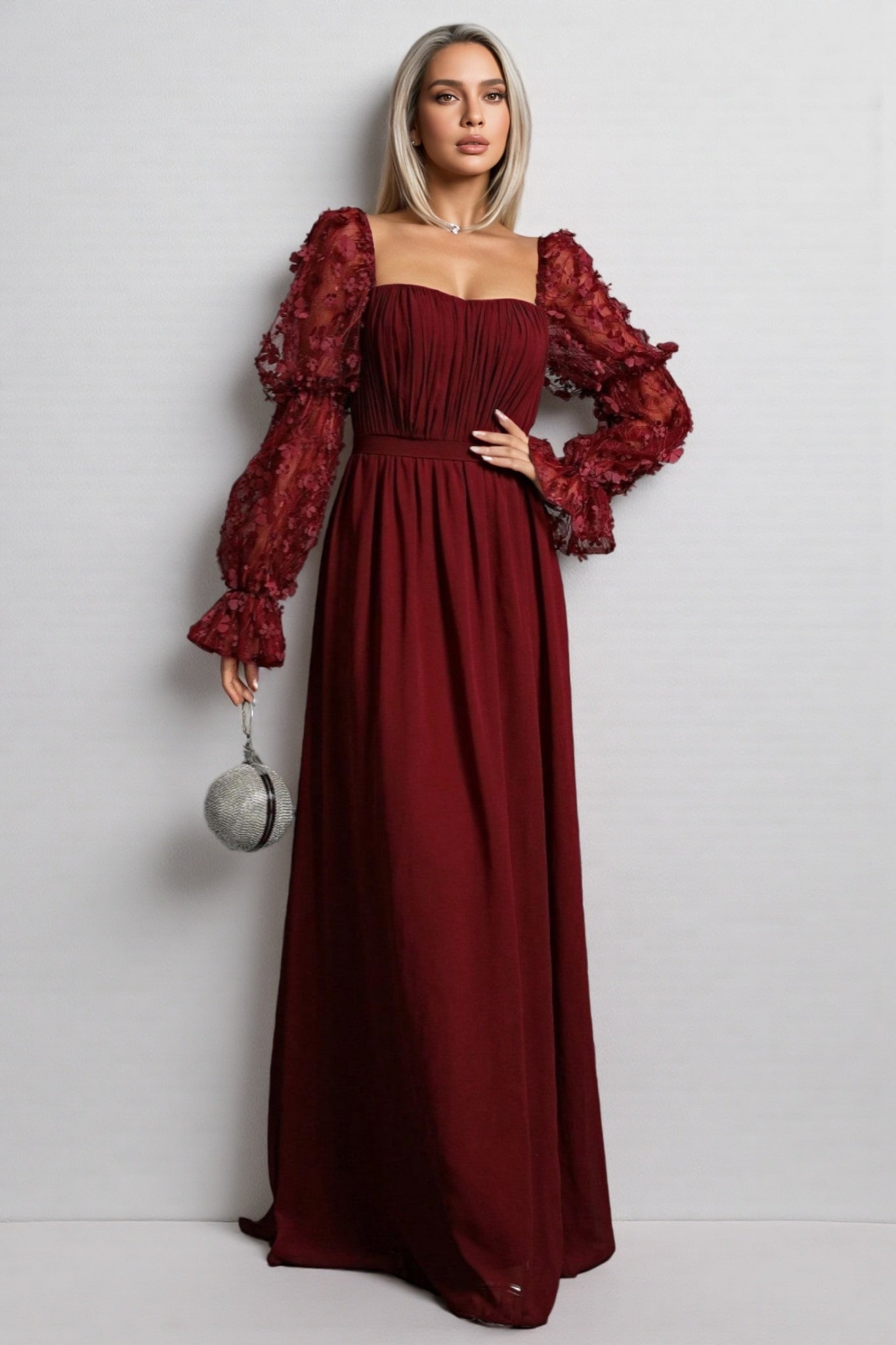 Wera Mesh Square Neck Maxi Dress