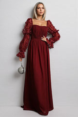 Wera Mesh Square Neck Maxi Dress