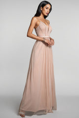 Crispina Pink Strappy Mesh Maxi Dress