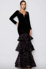 Nader Black Layered Mesh Maxi Dress