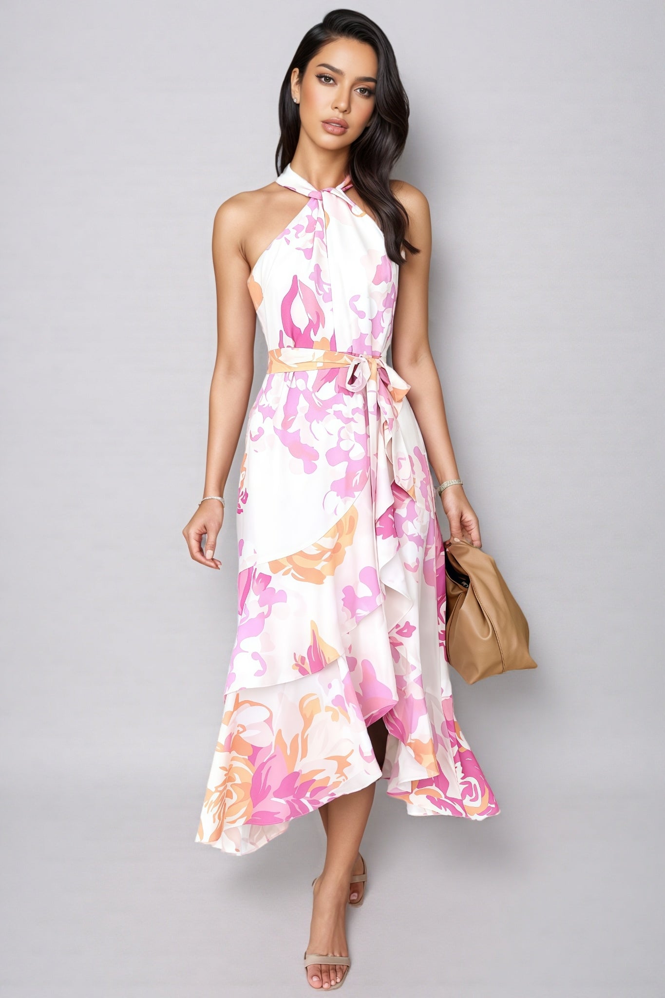 Maude Printed Split Tie Maxi Dress