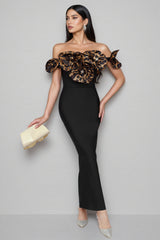 Donsa 3D Floral Bandage Maxi Dress