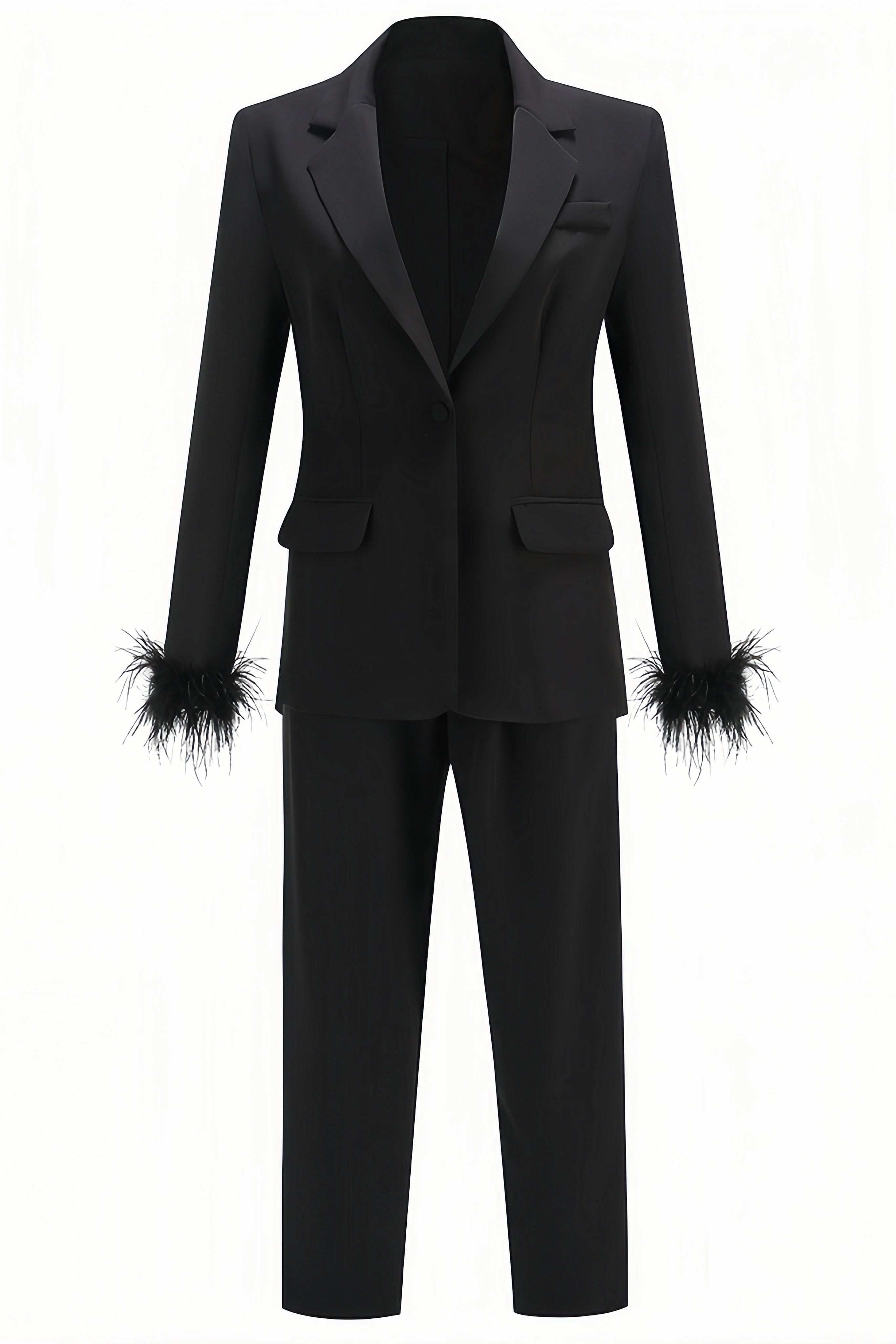 Rupok Feather Suit Trousers Two-Piece Set