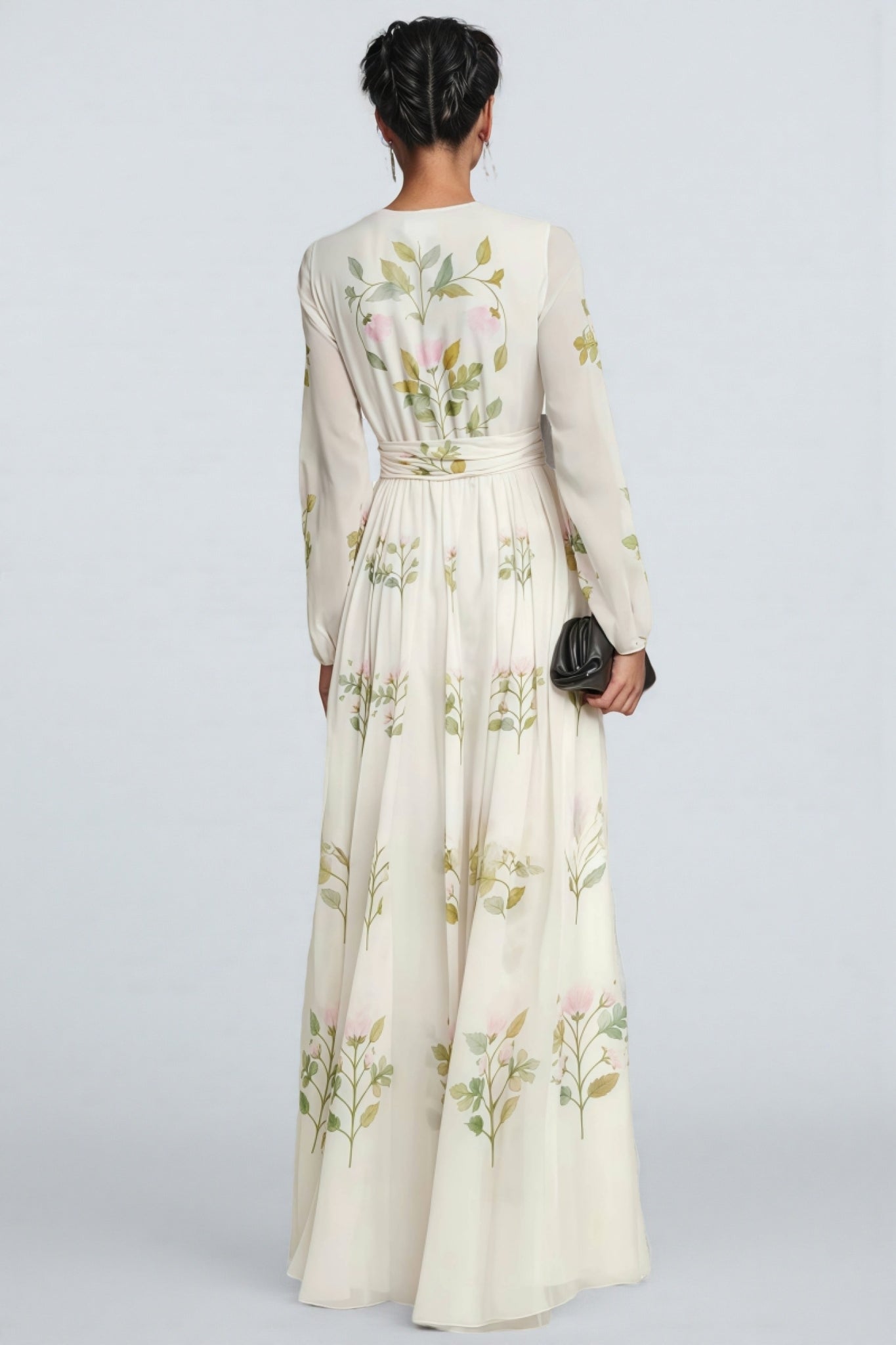 Finloe Belted Leaf Floral Print Maxi Dress