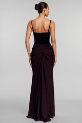 Sarioa Red Halter Pleated Maxi Dress